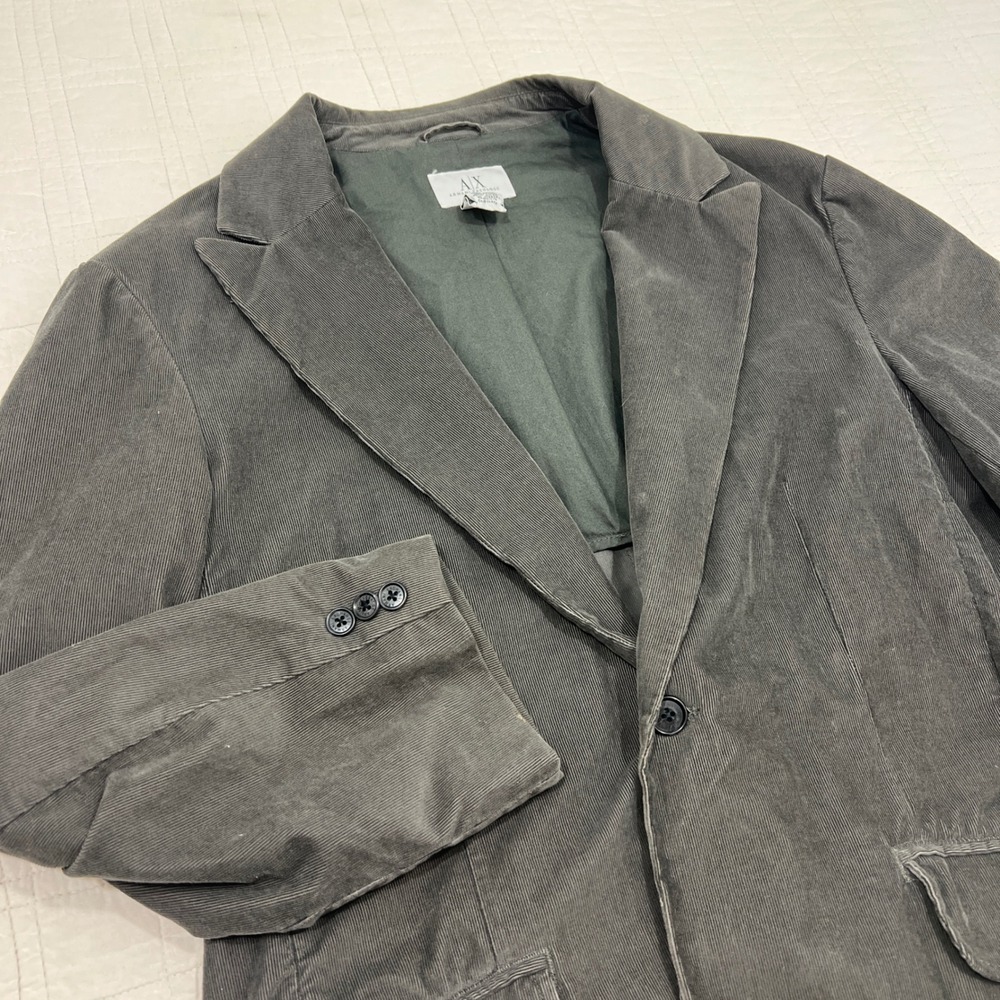 Armani Exchange Mens Corduroy Blazer Jacket Dark Olive Grey Size L L91714